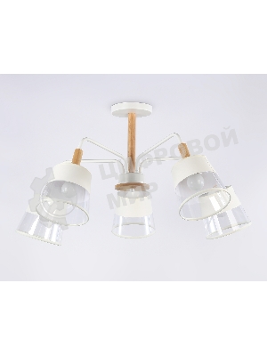 Светильник Ambrella light TR4738/5 WH/LW белый/светлое дерево E27/5 max 40W D760*350