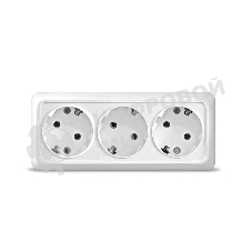 Розетка 3-м ОП Олимп с заземл. бел. UNIVersal 1161