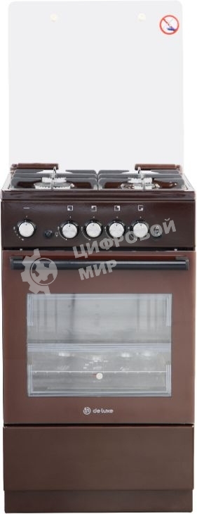 Плита газовая De Luxe 5040.32Г (КР) ЧР 014 коричневый, конфорок 4 шт, духовка 46 л, 50 см x 85 см x 50 см