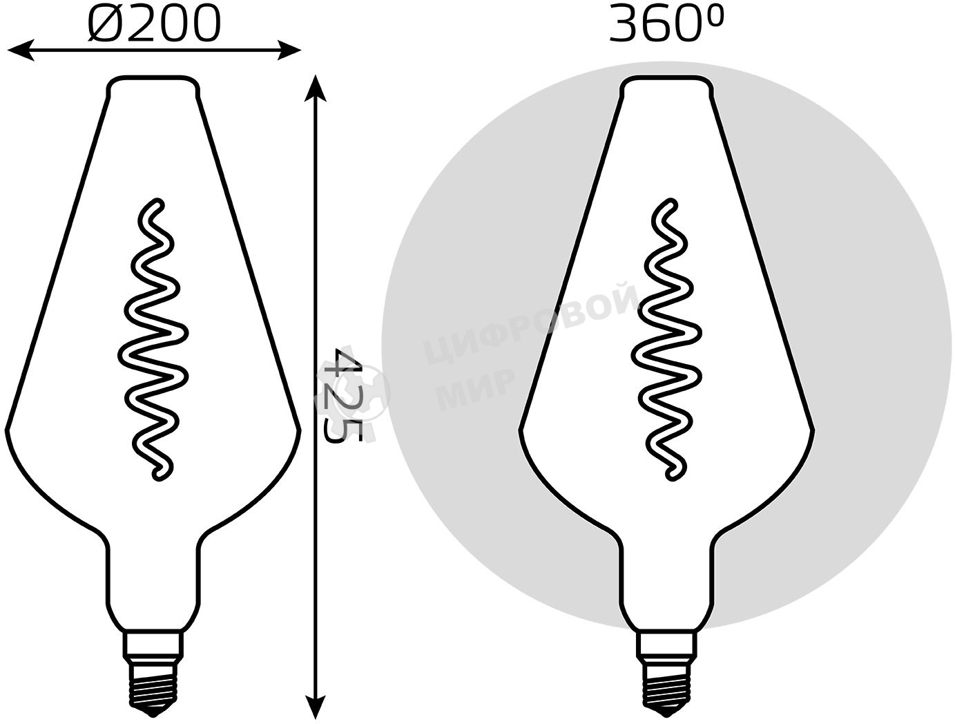 Лампа cветодиодная LED Filament Vase E27 8.5W Gray 165lm 1800K 1/2 180802005 Gauss