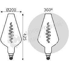 Лампа cветодиодная LED Filament Vase E27 8.5W Gray 165lm 1800K 1/2 180802005 Gauss
