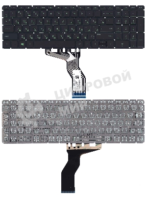Клавиатура для ноутбука HP Pavilion Power 15-cb000 черная с зеленой подсветкой