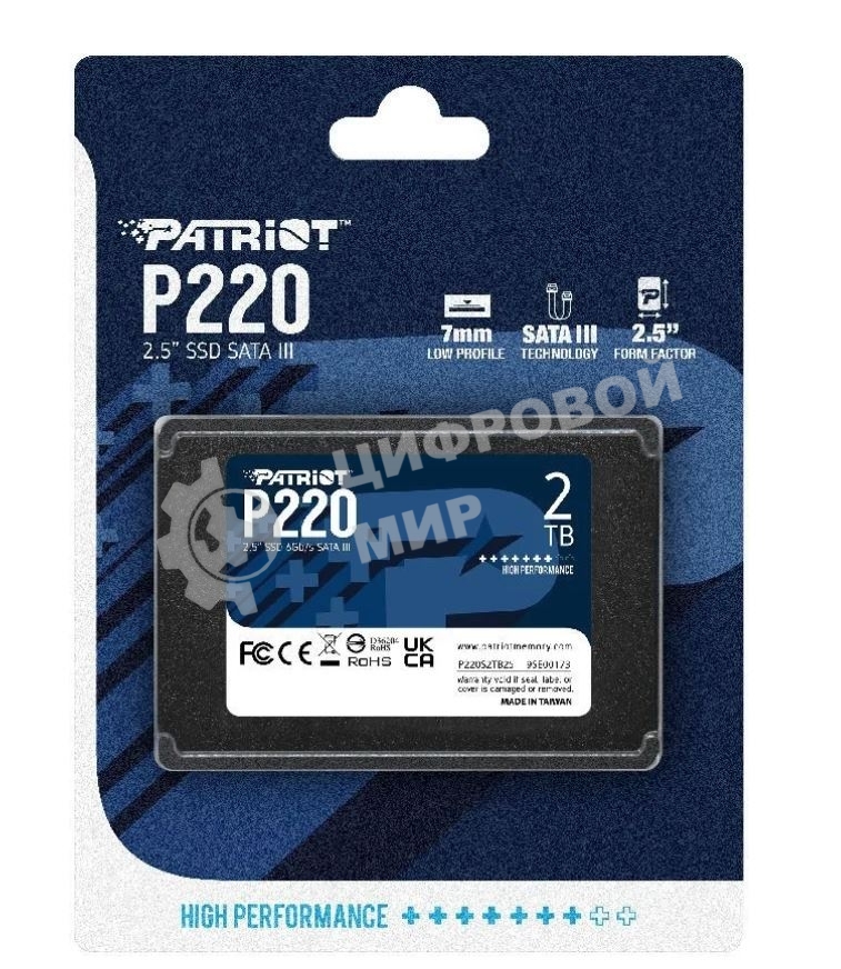 Накопитель SSD Patriot P220, 2Tb, SATA III, 2.5