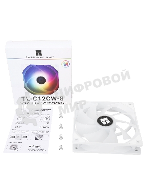 Кулер для корпуса Thermalright TL-C12CW-S (120x120x25мм, 4-pin PWM, ARGb, 66.17CFM, 25.6dBA, 1550RPM, белый)