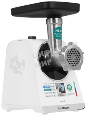 Мясорубка электрическая Bosch MFWS609W белый/черный, 2100 Вт, 3.5 кг/мин, реверс, насадки - 4