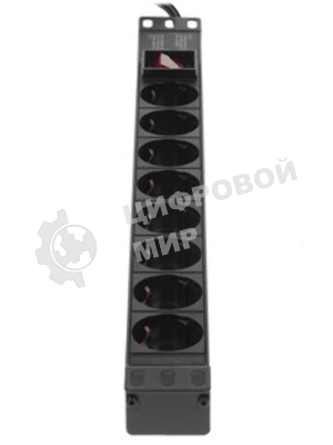 Блок розеток горизонтальный ExeGate ServerPro PDU-19H805 Al-8S-EU3-SW, 19