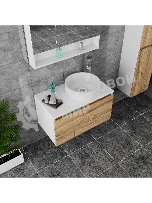 Раковина накладная со смесителем (BAU Dream круглая D41, белая + смеситель для раковины высокий Hotel Still, нержавеющая сталь)
