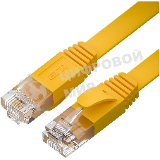 Патч-корд GCR PROF плоский прямой 2.0m, UTP медь cat.6, желтый, 30 AWG, ethernet high speed 10 Гбит/с, RJ45, T568B, GCR-52827
