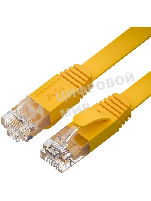Патч-корд GCR PROF плоский прямой 2.0m, UTP медь cat.6, желтый, 30 AWG, ethernet high speed 10 Гбит/с, RJ45, T568B, GCR-52827