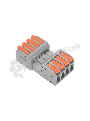 Клемма Rexant СМК 222-424R проходная разъемная 4 полюса серый 0,2-2,5/4 мм² (блистер 5 шт/уп)