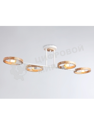 Светильник Ambrella light TR8247/4 WH/LWD белый/светлое дерево E27/4 max 40W 840*360*220