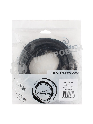 Патч-корд UTP Cablexpert cat.5e, 5м, литой, многожильный черный