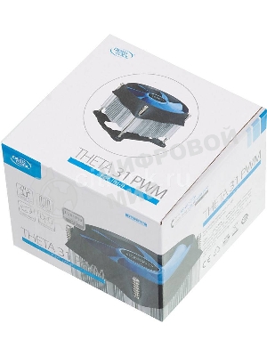 Кулер для процессора DEEPCOOL THETA 31 PWM черный/синий, 92 мм, алюминий/медь, 2400 об/мин, 32.5 дБ, 4 pin, 95 Вт, 60 мм