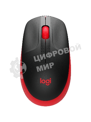 Мышь беспроводная Logitech M190 черный/красный, 1000 dpi, радиоканал, USB, кнопки - 3