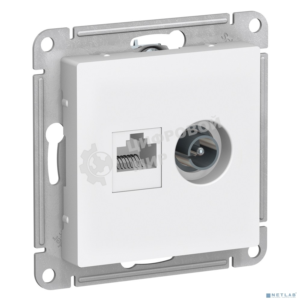 Механизм розетки 2-м AtlasDesign комп. RJ45 кат.5E+TV белый SchE ATN000189