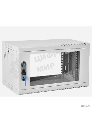 Шкаф коммутационный ЦМО (ШРН-6.350) настенный 6U 600x350 мм пер. дв. стекл 200 кг серый 300 мм 180 град.