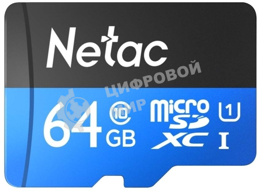Флеш карта microSDHC 64Gb Netac P500 NT02P500STN-064G-R (с SD адаптером) 80Mb/s