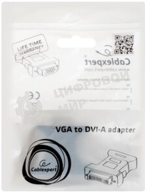 Переходник Cablexpert VGA-DVI, 15M/25F, черный, пакет (A-VGAM-DVIF-01)