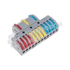 Клемма Rexant СМК 3х4 проходная разветвительная 3 полюса, с монтажной площадкой (1 ввод, 4 вывода на полюс) (блистер 4 шт/уп)