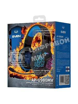 Гарнитура Sven AP-U980MV синий-чёрный, проводная, USB