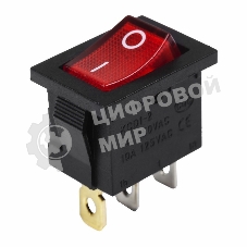 Выключатель клавишный Rexant 24V 15А (3с) ON-OFF красный с подсветкой Mini