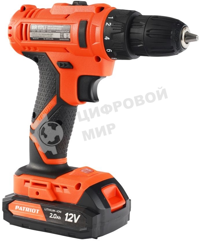 Дрель-шуруповерт аккумуляторная Patriot BR 117Li THE ONE, Аккумуляторная, 12В, 2 АКБ, Кейс
