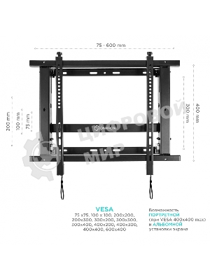 Настенное крепление ONKRON PRO7 Mдля видеостен 40”-70