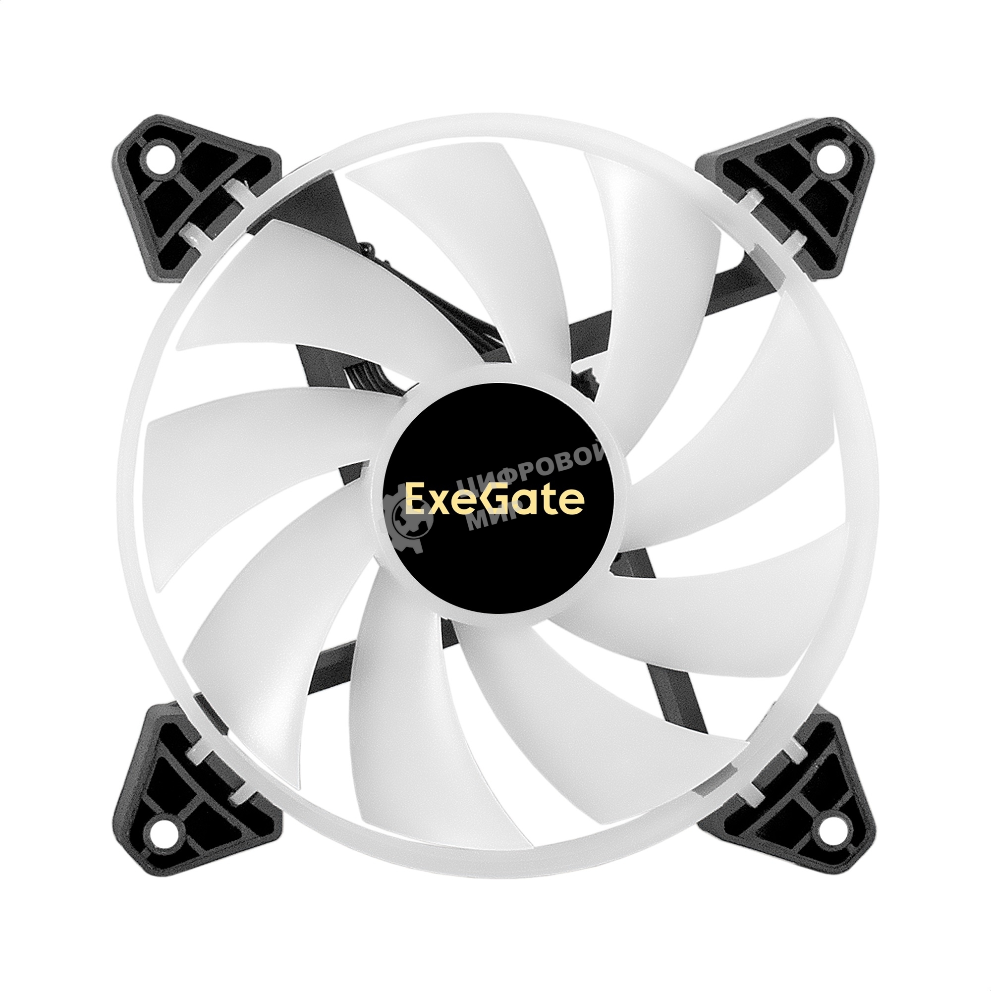 Вентилятор для корпуса ExeGate EX12025H3P4PYH-PWM.ARGb черный/белый, 120 мм, 1800 об/мин, 26 дБ, 4 pin