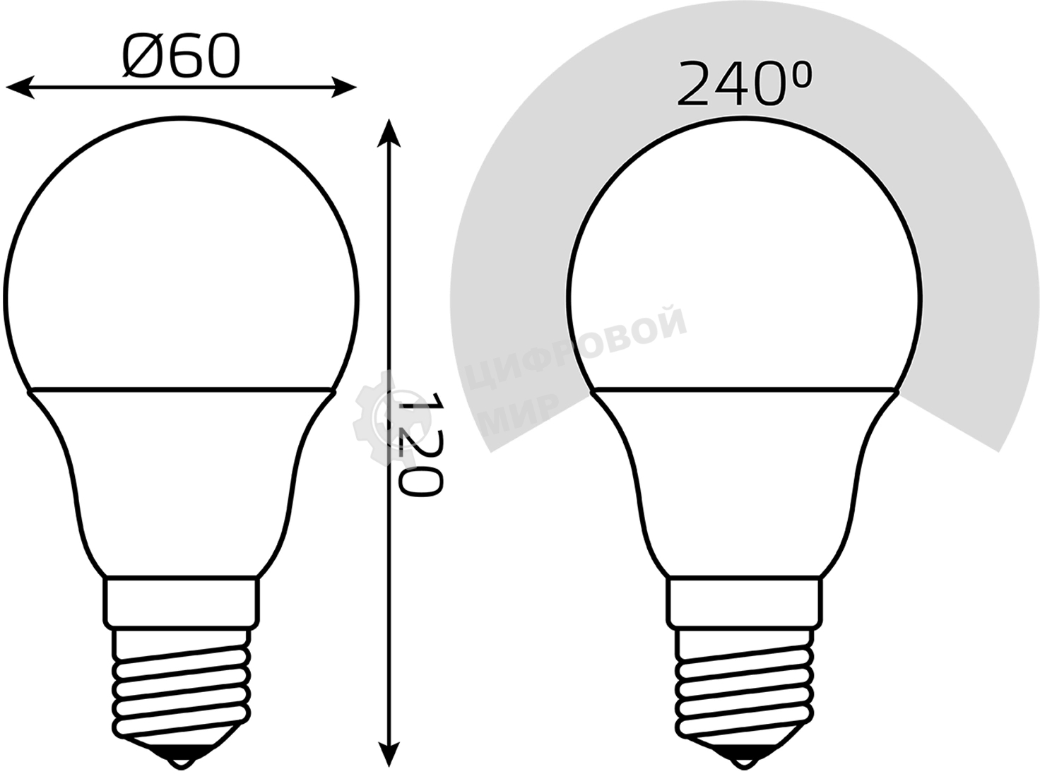 Лампа светодиодная Gauss A60 10Вт цок.: E27 груша 220B св. свеч. белый теп. (упак.: 10 шт)