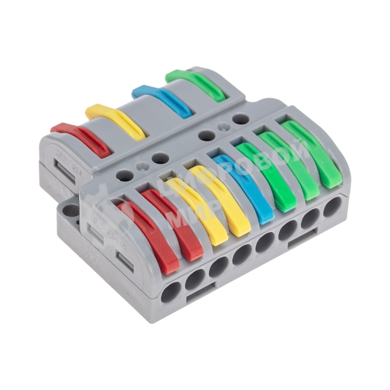 Клемма Rexant СМК 4х2 проходная разветвительная 4 полюса, с монтажной площадкой (1 ввод, 2 вывода на полюс) (блистер 4 шт/уп)