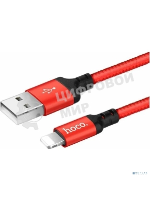 Кабель HOCO X14 USB 2.0, AM/Lightning M, черно-красный, 2м