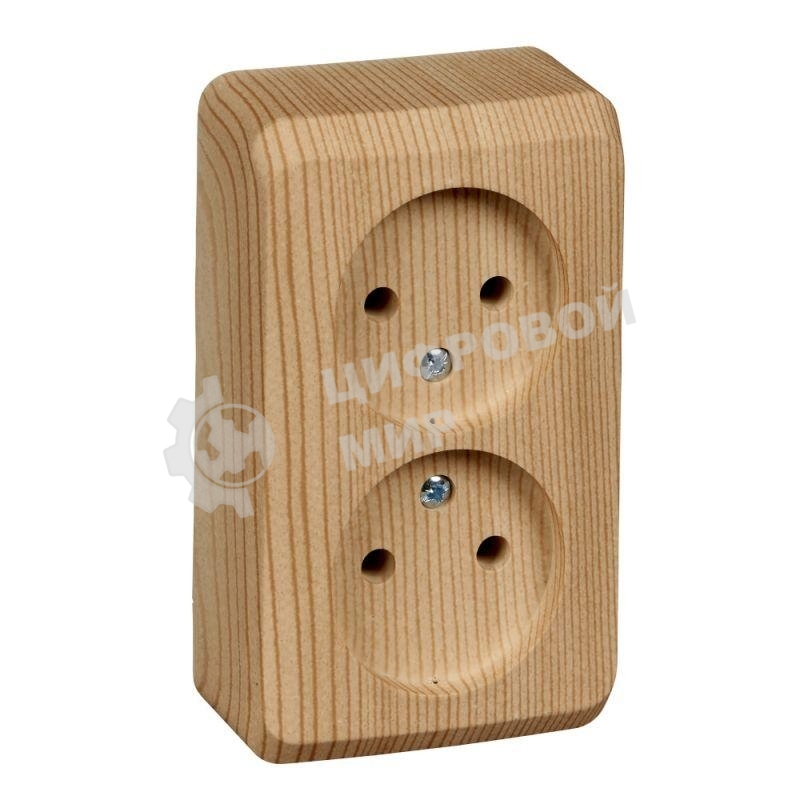 Розетка 2-м ОП Этюд Дача 16А IP20 без заземл. сосна SchE PA16-005D