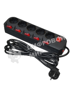 Сетевой фильтр Buro 500SH-3-SW-B 3 м, 5 розеток, черный, коробка