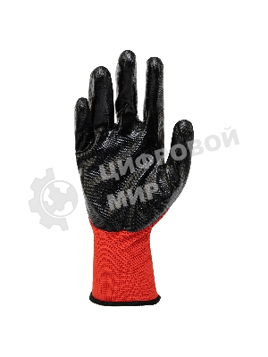 Перчатки Stels полиэфирные с черным нитрильным покрытием, размер 9, 13 класс вязки