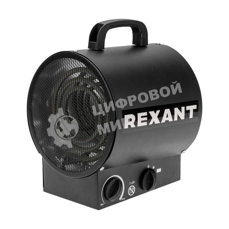 Пушка тепловая электрическая Rexant круглая, прямоугольная подставка, ТЭН, 3кВт
