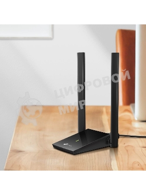 Адаптер TP-Link AC1300Mbps Dual-band High-Gain wireless USB adapter, 867Mbps at 5G and 400Mbps at 2.4G, two high gain antennas, USB 3.0, USB extension cable, support wave 2 MU-MIMO, full compatible with Windows and macOS.