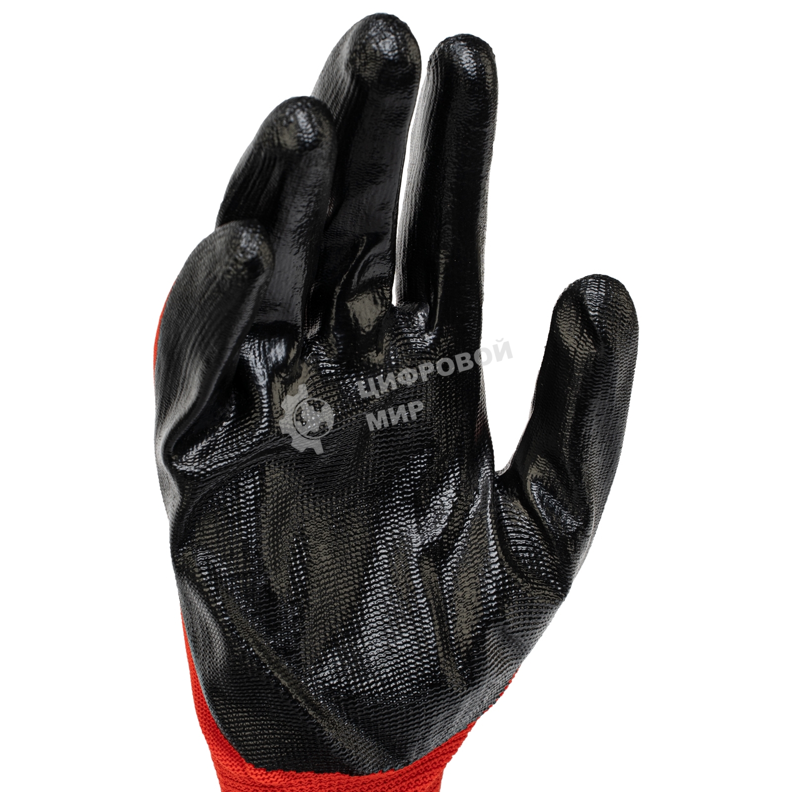 Перчатки Stels полиэфирные с черным нитрильным покрытием, размер 9, 13 класс вязки