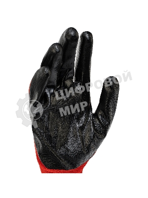 Перчатки Stels полиэфирные с черным нитрильным покрытием, размер 9, 13 класс вязки