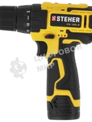 Дрель-шуруповерт STEHER CD-120-2, 12 В, 2 Ач, 30 Нм, щеточный