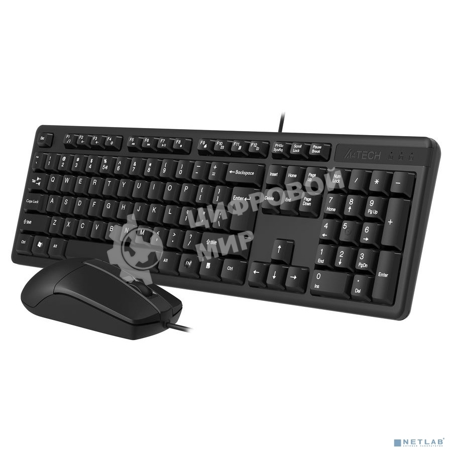 Комплект клавиатура+мышь A4Tech KK-3330 проводной, USB, 1200 DPI, чёрный