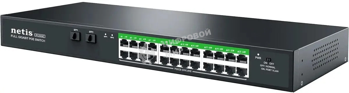 Коммутатор Netis 24PORT 10/1000M POE 2 SFP COMBO P124GC