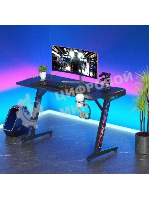 Стол игровой Cactus CS-GTZ-BK-RGb столешница ДСП, черный каркас черный