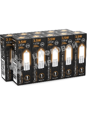 Лампа светодиодная Gauss G4 3.5Вт цок.:G4 капсул. 220B св.свеч.бел.теп. (упак.:10шт) (107807103)