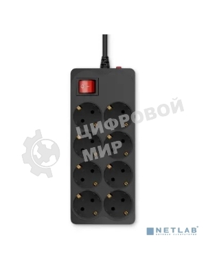 Сетевой фильтр Buro 800SH-5-B 5 м, 8 розеток, черный, коробка