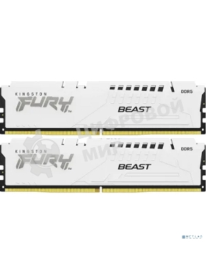 Оперативная память Kingston Fury Beast, DDR5, 32Gb (2x16 Gb), 5600 MHz, CL36, DIMM, радиатор, белый