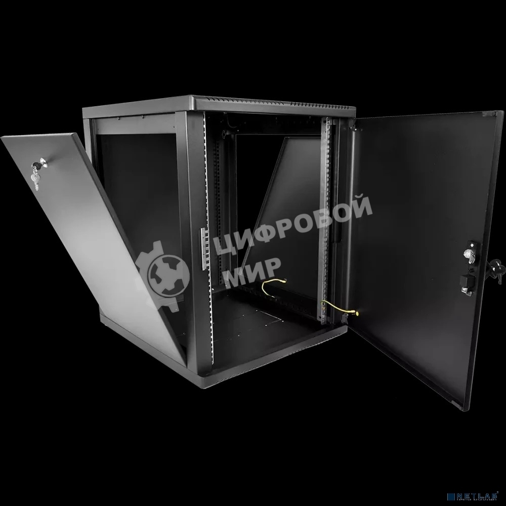 Шкаф телекоммуникационный ЦМО настенный разборный 15U (600 x 520) съемные стенки, дверь металл, черный (ШРН-М-15.500.1-9005)