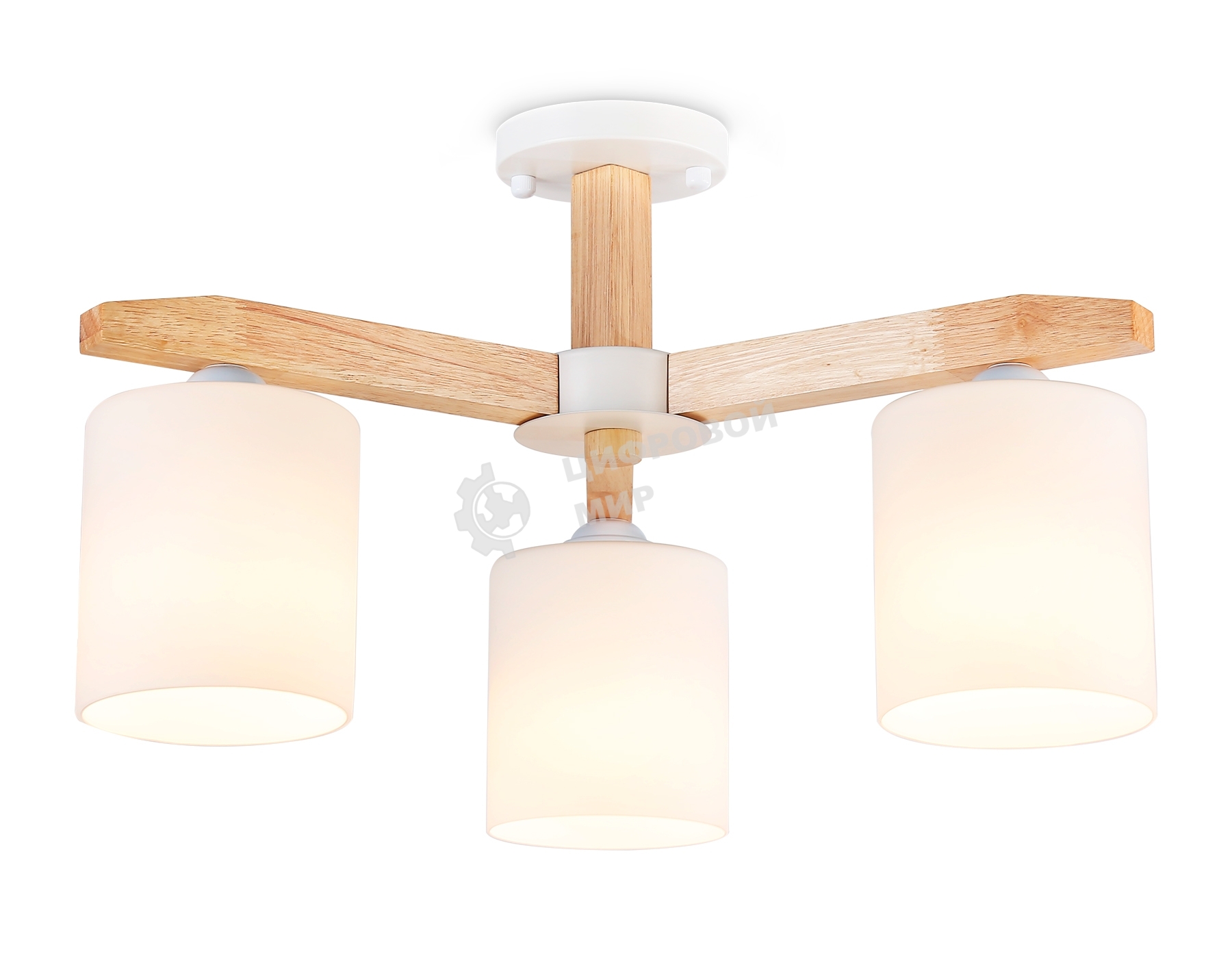 Светильник Ambrella light TR83112/3 WH/LW белый/светлое дерево E27/3 max 40W D580*320