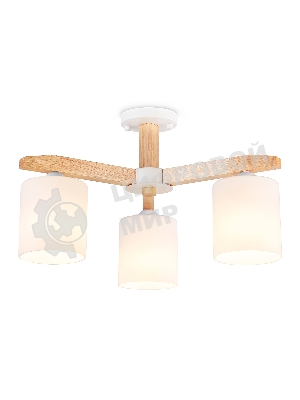 Светильник Ambrella light TR83112/3 WH/LW белый/светлое дерево E27/3 max 40W D580*320