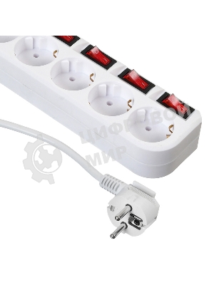 Сетевой фильтр Buro 500SH-1.8-SW-W 1.8 м, 5 розеток, белый, коробка