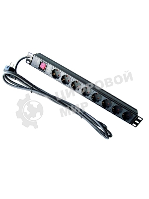 Аксессуар ЦМО Блок розеток Rem-16 с выкл., 8 Schuko, 16A, алюм., 19